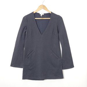 Silence + Noise Bell Sleeve Mini Dress A-Line V-Neckline Black Stretch Blend XS